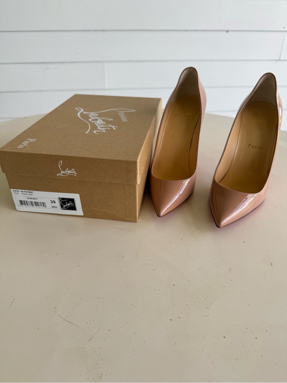 Christian Louboutin Blush Patent Leather Pointed-Toe Pumps
